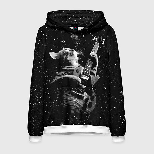 Мужская толстовка Романтичный кот играет на гитаре / 3D-Белый – фото 1
