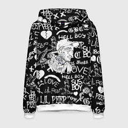 Толстовка-худи мужская Lil Peep pattern автографы лого, цвет: 3D-белый