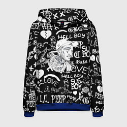 Толстовка-худи мужская Lil Peep pattern автографы лого, цвет: 3D-синий