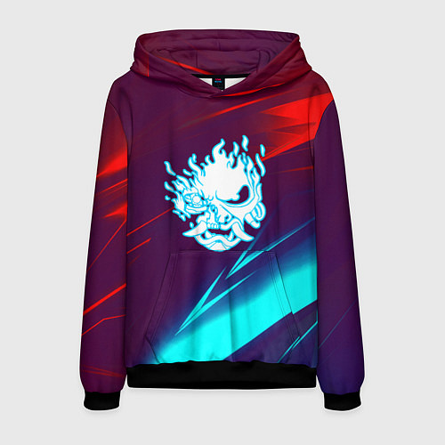Мужская толстовка Samurai geometry stripes neon / 3D-Черный – фото 1
