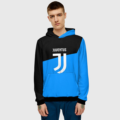 Мужская толстовка Ювентус спорт геометрия / 3D-Черный – фото 3
