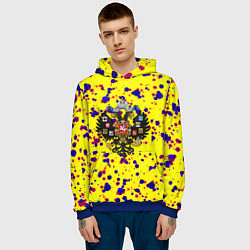 Толстовка-худи мужская Имперская Россия герб краски, цвет: 3D-синий — фото 2