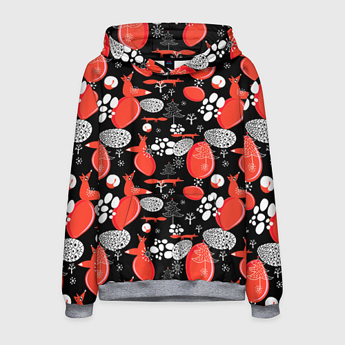 Мужская толстовка Лисицы паттерн цветной / 3D-Меланж – фото 1