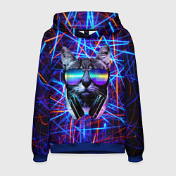 Толстовка-худи мужская Cat DJ neon, цвет: 3D-синий