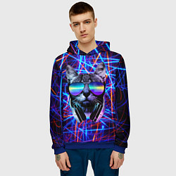 Толстовка-худи мужская Cat DJ neon, цвет: 3D-синий — фото 2