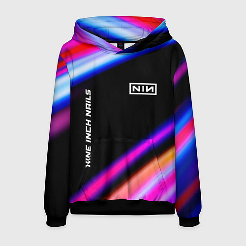 Мужская толстовка Nine Inch Nails neon rock lights / 3D-Черный – фото 1