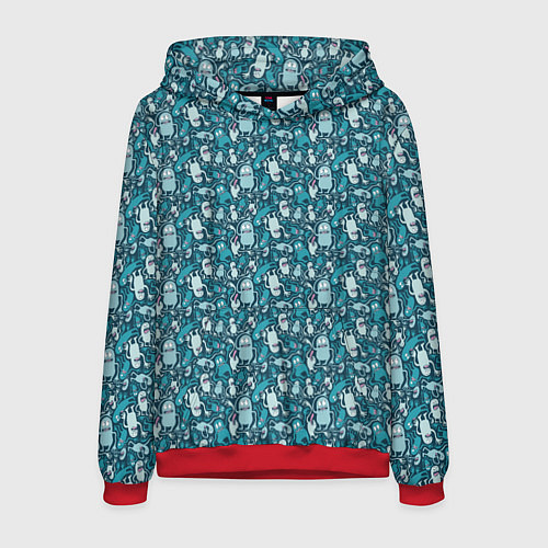 Мужская толстовка Монстры с языком - паттерн / 3D-Красный – фото 1