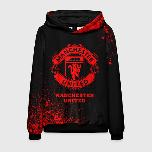 Мужская толстовка Manchester United - red gradient / 3D-Черный – фото 1