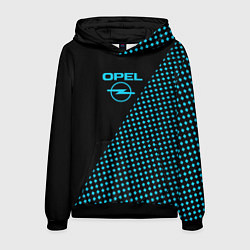 Толстовка-худи мужская Opel чёрно-голубой шахматка, цвет: 3D-черный