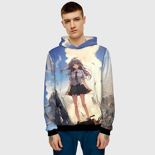 Мужская толстовка Девушка аниме / 3D-Черный – фото 3