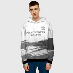 Толстовка-худи мужская Manchester United - white gradient посередине, цвет: 3D-черный — фото 2