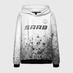 Толстовка-худи мужская Saab - white gradient посередине, цвет: 3D-черный