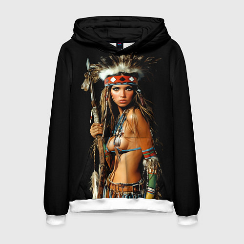 Мужская толстовка Амазонка в роуче с пикой / 3D-Белый – фото 1