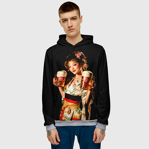 Мужская толстовка Японское пиво / 3D-Меланж – фото 3