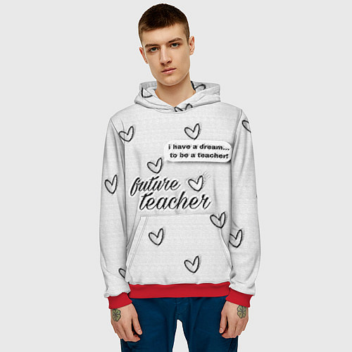 Мужская толстовка Надпись будущий учитель / 3D-Красный – фото 3