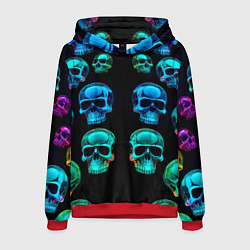 Мужская толстовка Neon skulls - ai art pattern