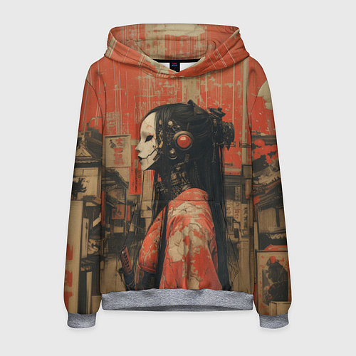Мужская толстовка Девушка-андроид в кимоно / 3D-Меланж – фото 1