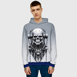 Толстовка-худи мужская Cool cyber skull - ai art fantasy, цвет: 3D-синий — фото 2