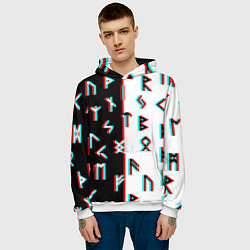 Толстовка-худи мужская Doom glitch pattern, цвет: 3D-белый — фото 2