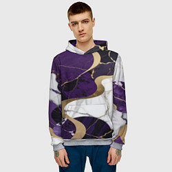 Толстовка-худи мужская Фиолетовый с белым и золотым, цвет: 3D-меланж — фото 2
