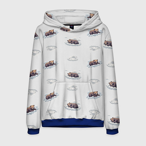 Мужская толстовка Уставшие бурые мишки спят на облаках / 3D-Синий – фото 1