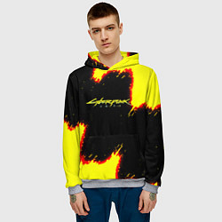 Толстовка-худи мужская Cyberpunk 2077 огненный стиль, цвет: 3D-меланж — фото 2