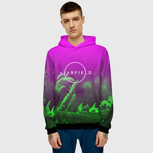 Мужская толстовка Starfield space rpg / 3D-Черный – фото 3