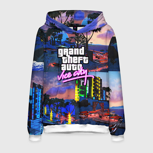 Мужская толстовка GTA vice city коллаж / 3D-Белый – фото 1