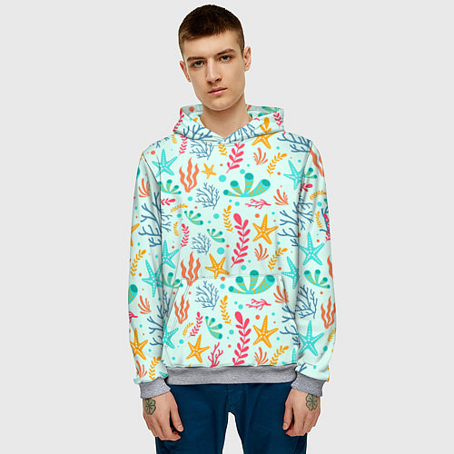 Мужская толстовка Абстракция коралловый фон / 3D-Меланж – фото 3