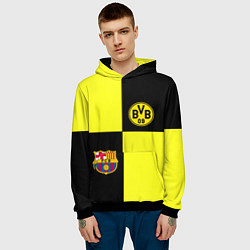 Толстовка-худи мужская Barcelona x Borussia, цвет: 3D-черный — фото 2