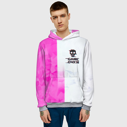Мужская толстовка Game over pink abstraction / 3D-Меланж – фото 3