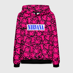 Толстовка-худи мужская Nirvana pink logo, цвет: 3D-черный