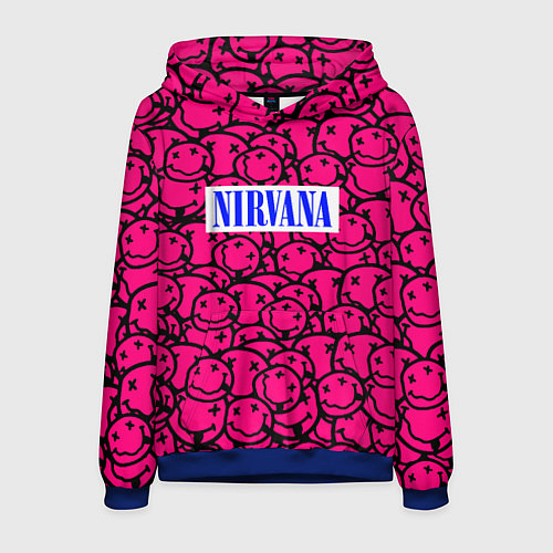 Мужская толстовка Nirvana pink logo / 3D-Синий – фото 1