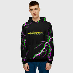 Толстовка-худи мужская Cyberpunk storm 2077, цвет: 3D-черный — фото 2