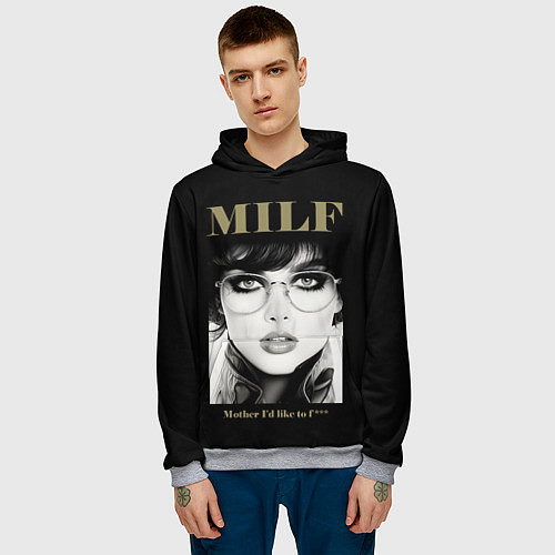Мужская толстовка MILF - mother Id like to fuck / 3D-Меланж – фото 3