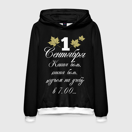 Мужская толстовка 1 сентября - какая боль / 3D-Белый – фото 1