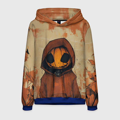 Мужская толстовка Тыквенный Джек в оранжевых тонах / 3D-Синий – фото 1