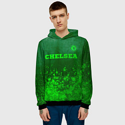 Толстовка-худи мужская Chelsea - green gradient посередине, цвет: 3D-черный — фото 2