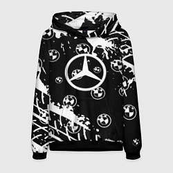 Толстовка-худи мужская BMW x mercedes, цвет: 3D-черный