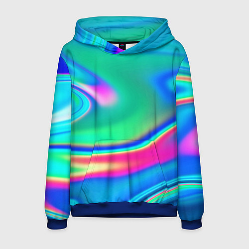 Мужская толстовка Неоновые голографические краски - светло-голубоват / 3D-Синий – фото 1