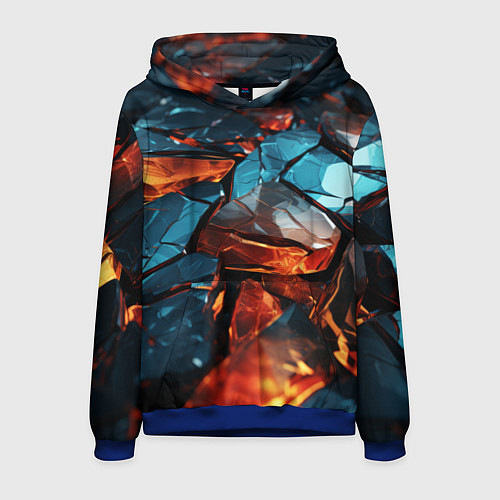 Мужская толстовка Разломленные камни с янтарным свечением / 3D-Синий – фото 1