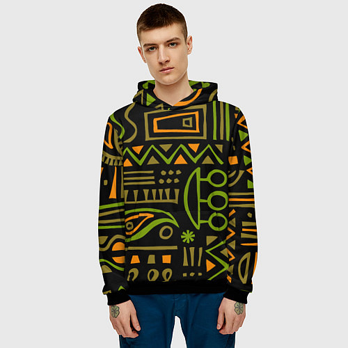 Мужская толстовка Abstract ethnic theme / 3D-Черный – фото 3