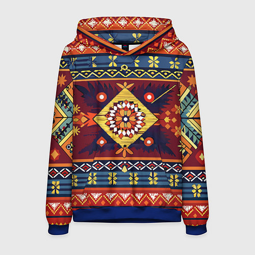 Мужская толстовка Стиль советского ковра узоры и орнамент / 3D-Синий – фото 1