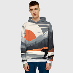 Толстовка-худи мужская Горы медведь геометрия, цвет: 3D-белый — фото 2
