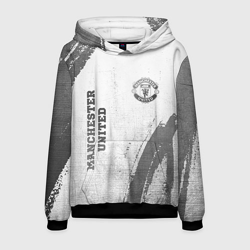 Мужская толстовка Manchester United - white gradient вертикально / 3D-Черный – фото 1