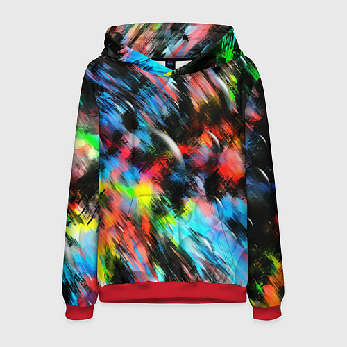 Мужская толстовка Цветные краски абстракция / 3D-Красный – фото 1
