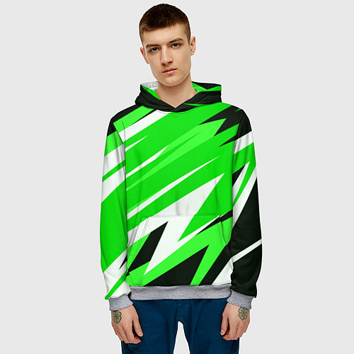 Мужская толстовка Geometry stripes green / 3D-Меланж – фото 3