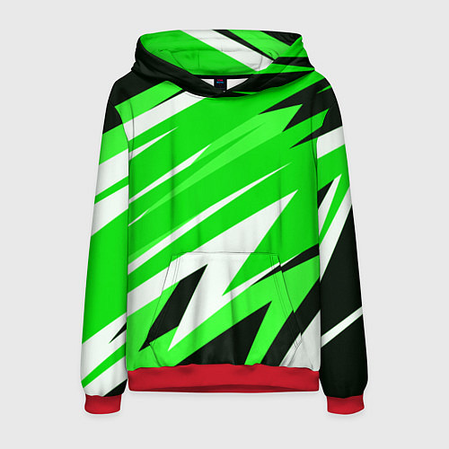 Мужская толстовка Geometry stripes green / 3D-Красный – фото 1