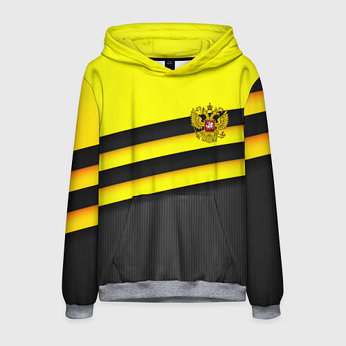 Мужская толстовка Герб РФ геометрия линии / 3D-Меланж – фото 1