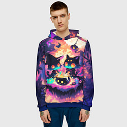 Толстовка-худи мужская 2 котика ведьмы, цвет: 3D-синий — фото 2